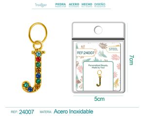 [24007] Charm de letra J de acero dorado con circonita