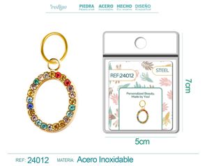 [24012] Charm de letra O de acero dorado con circonita