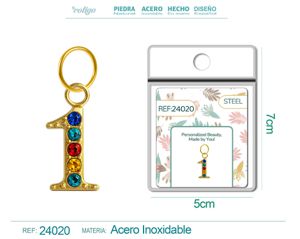[24020] Charm de número 1 de acero dorado con circonita