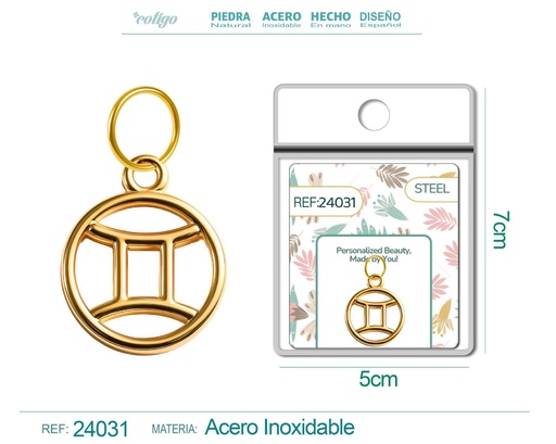 [24031] Charm de zodiaco Géminis de acero dorado