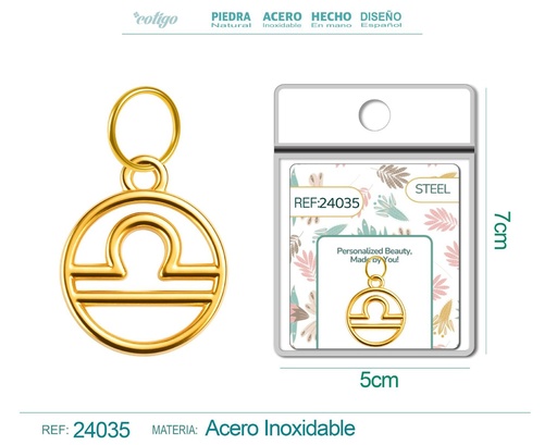 [24035] Charm de zodiaco Libra de acero dorado