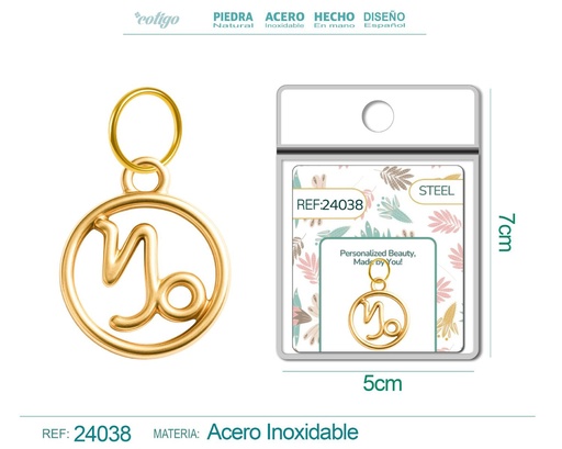 [24038] Charm de zodiaco Capricornio de acero dorado