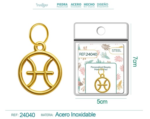 [24040] Charm de zodiaco Piscis de acero dorado