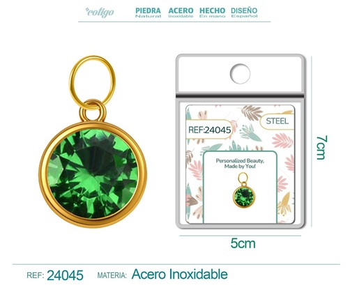 [24045] Charm de Acero Dorado con piedra de nacimiento de mayo - Joyería personalizada y accesorios