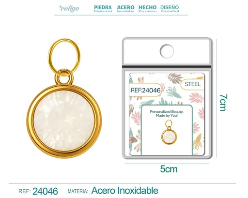 [24046] Charm de Acero Dorado con piedra de nacimiento de junio - Joyería personalizada y accesorios