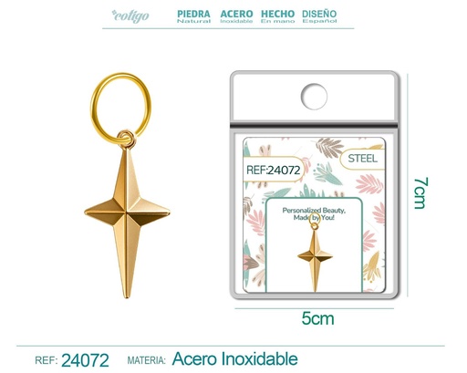 [24072] Charm de Acero Dorado Chapado en Oro 14K - Accesorios de lujo y joyería de calidad