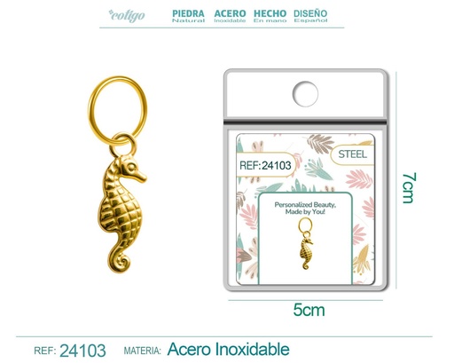 [24103] Charm de Acero Dorado Chapado en Oro 14K - Accesorios de lujo y joyería de calidad