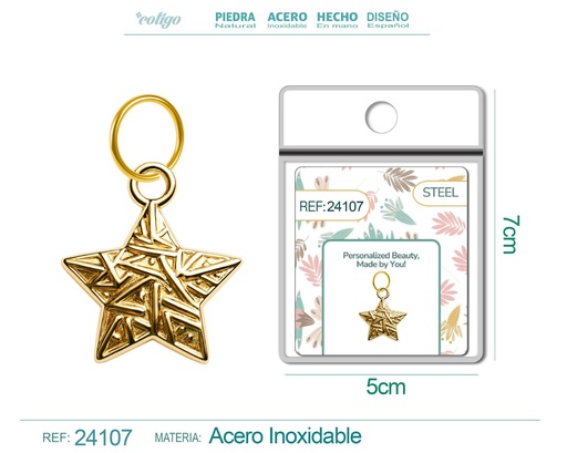[24107] Charm de Acero Dorado Chapado en Oro 14K - Accesorios de lujo y joyería de calidad