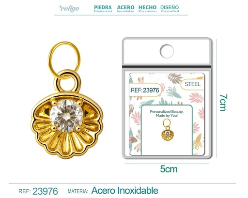 [23976] Charm de cobre chapado en oro de 14K con circonita - Accesorios de joyería y manualidades