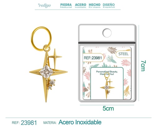 [23981] Charm de cobre chapado en oro de 14K con circonita - Accesorios de joyería y manualidades