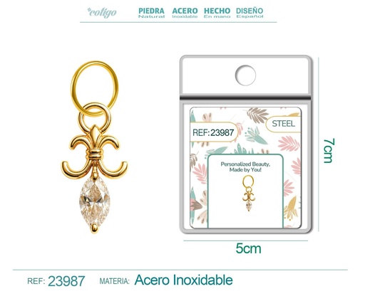 [23987] Charm de cobre chapado en oro de 14K con circonita - Accesorios de joyería y manualidades