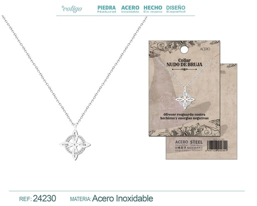 [24230] Colgante Nudo de Bruja de acero color dorado - Joyería de protección y amuletos