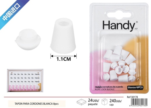 [30178] Tapón para cordones blancos 8 pcs - Accesorios de costura