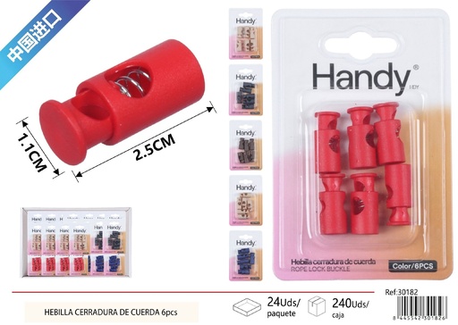 [30182] Hebilla cerradura de cuerda de colores 6 piezas - Accesorios de costura y botones