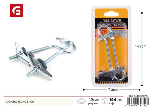 [314530726] Gancho para techo 5 piezas 5*100 - Herrajes y accesorios de ferretería