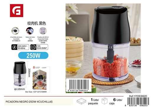[170169820] Picadora negra 250W 4 cuchillas - Batidoras y procesadores de alimentos