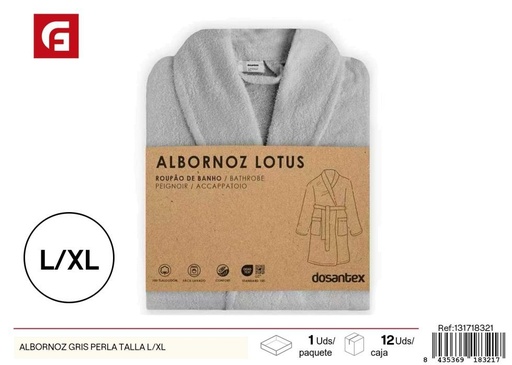 [131718321] Albornoz gris perla talla L/XL - Toallas de baño