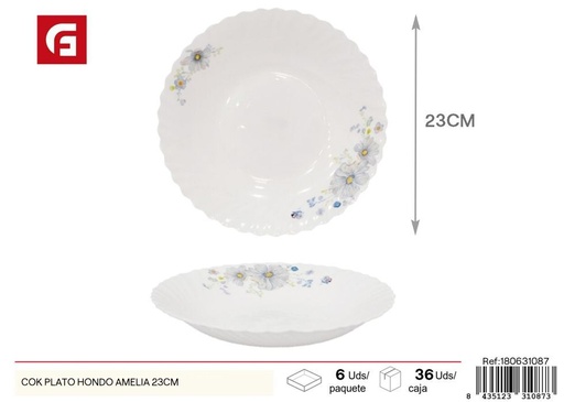 [180631087] Plato hondo Amelia 23 cm - Vajilla decorada
