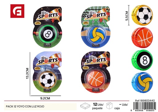 [189800440] Pack de 12 yoyos con luz roja - Juguetes de equilibrio y diversión