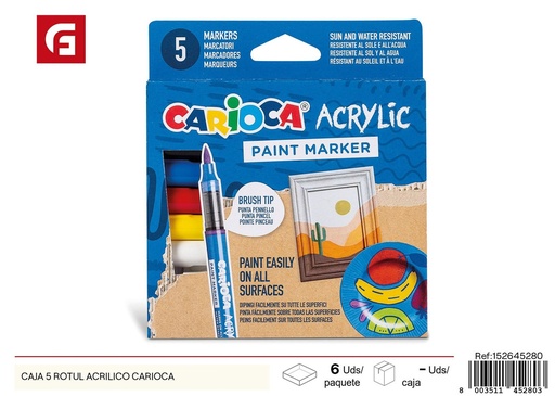 [152645280] Caja con 5 rotuladores de acrílico Carioca - Material escolar y útiles de escritura