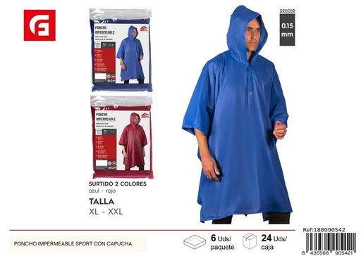 [188090542] Poncho impermeable sport con capucha - Artículos de lluvia