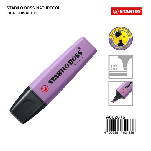 [A002876] Resaltador Stabilo Boss Naturecolor Lila Grisáceo 2/5mm - Papelería y útiles escolares