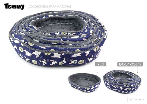 [YM1881A] Conjunto de 7 piezas de lona azul y peluche para mascotas 64x54x15 cm - Accesorios para el cuidado de mascotas