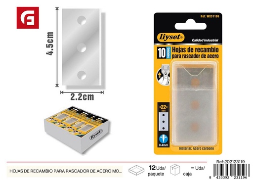 [202123119] Hojas de recambio para raspador de acero M002 10 unidades - Accesorios de ferretería