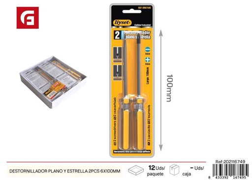 [202116749] Kit de destornilladores plano y estrella 2 unidades 6x100 mm - Herramientas de ferretería
