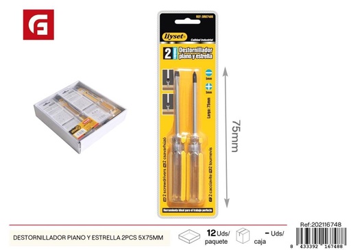 [202116748] Kit de destornilladores piano y estrella 2 unidades 5x75 mm - Herramientas de ferretería