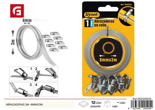 [202124525] Abrazaderas 3M - 8mm x 3m - Accesorios ferretería y herrajes
