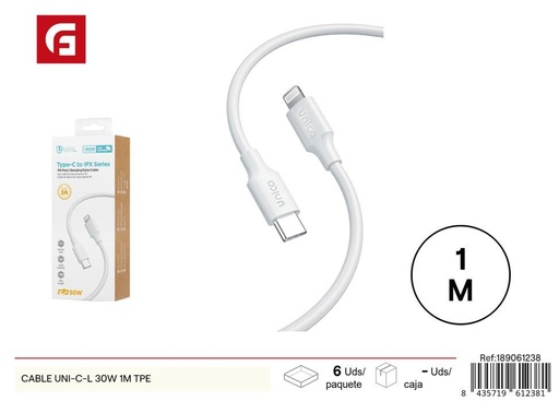 [189061238] Cable UNI-C-L 30W 1m TPE - Cargadores de teléfono