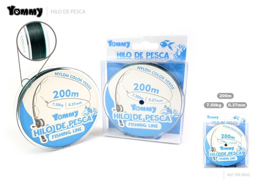 [YM9062] Hilo de pesca nylon verde 0.37mm x 200m - Accesorios de pesca