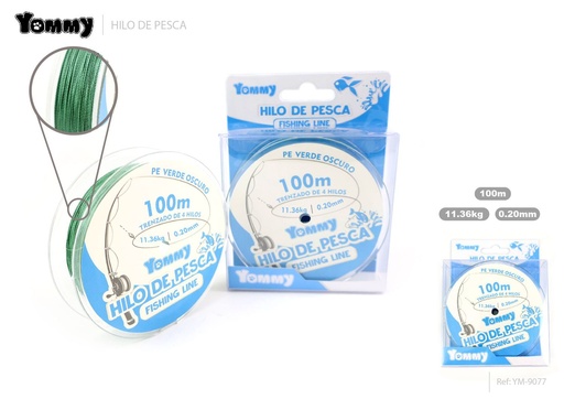 [YM9077] Hilo de Pesca Trenzado de 4 Hebras PE Verde Oscuro 0.20MM*100M - Accesorios para pesca