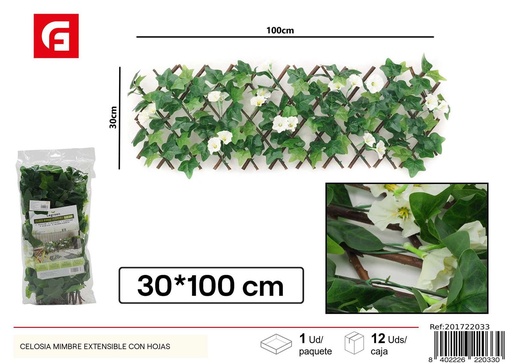 [201722033] Celosía de mimbre extensible con hojas - Accesorios de jardín