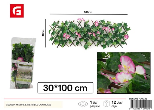 [201720031] Celosía de mimbre extensible con hojas - Accesorios de jardín y decoraciones