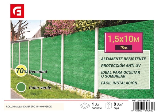 [190369062] Malla de sombrero verde 1.5x10m - Accesorios de jardín