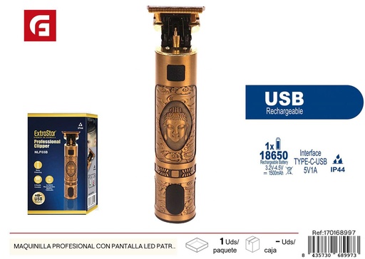 [170168997] Maquinilla profesional con pantalla LED y patrón de Buda - Afeitadoras eléctricas
