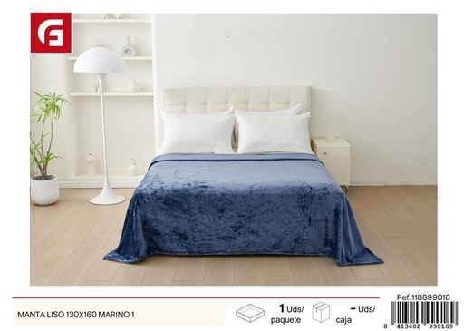 [118899016] Manta lisa 130x160 color azul marino - Comodidad y estilo en el hogar
