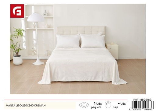 [118899163] Manta lisa 220x240 color crema - Textiles de cama