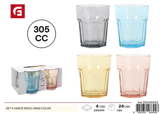 [200426692] Set de 4 vasos de vidrio de 305 ml Aras - Vajilla de vidrio
