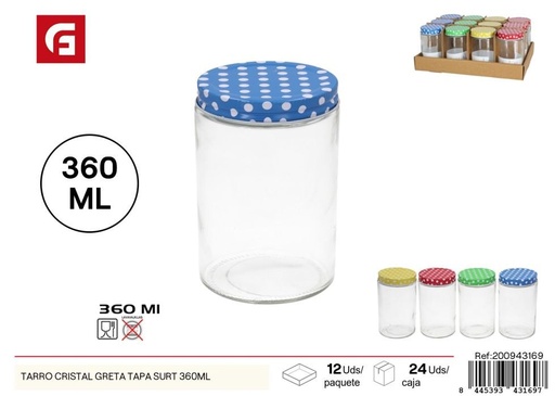 [200943169] Tarro de cristal Greta con tapa surtido 360 ml - Botes de vidrio