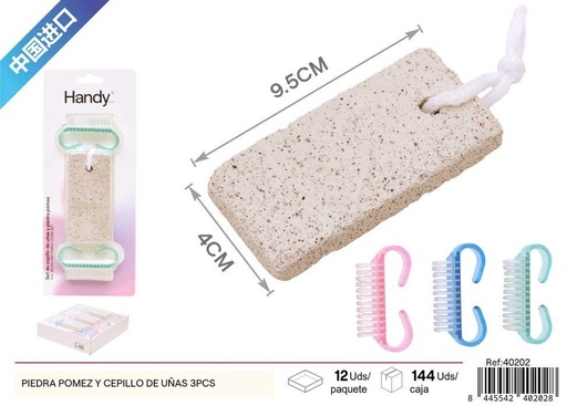 [40202] Set de piedra pómez y cepillo de uñas - Productos de belleza y pedicura