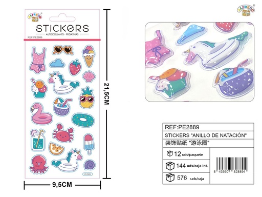[PE2889] Stickers decorativos de "Anillo de Natación" 9,5x21,5 cm - Adhesivos para personalización
