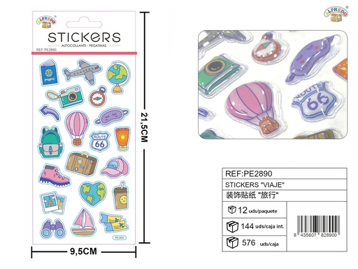 [PE2890] Stickers decorativos de "Viaje" 9,5x21,5 cm - Adhesivos temáticos