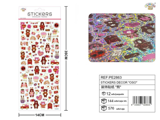 [PE2863] Stickers decorativos de "Oso" 14x35 cm - Adhesivos para decoración