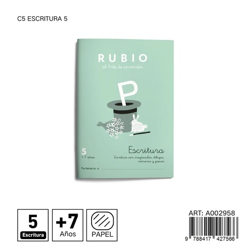 [A002958] Cuadernillo de escritura C5 - Material educativo RUBIO