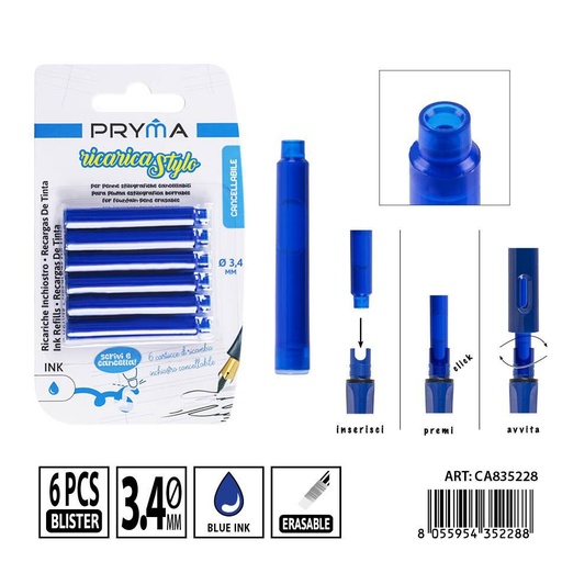 [0241191] Recambios de tinta borrable azul 6 piezas - Herramientas de escritura y papelería