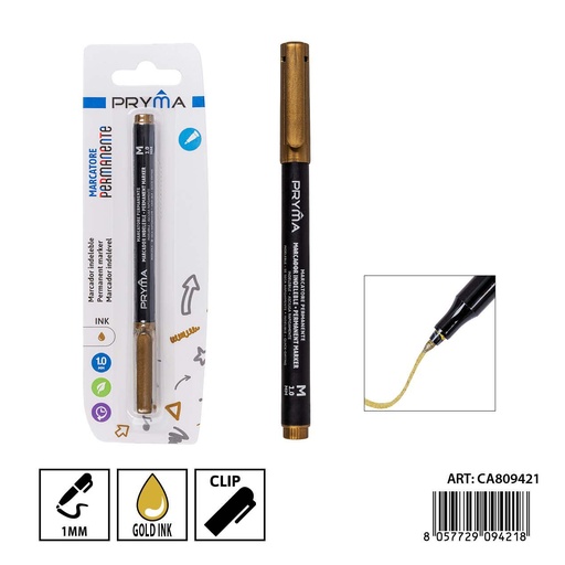 [0238779] Marcador permanente dorado 1.0mm PRYMA - Escritura destacada y brillante
