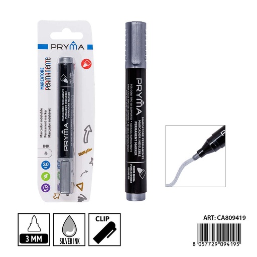 [0238777] Marcador permanente de punta redonda 2/3 mm plateado - Material de escritura